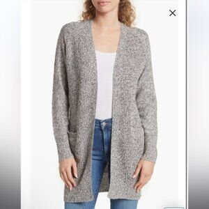 RDI > Gray Leather Elbow Patch Twist Cardigan Small